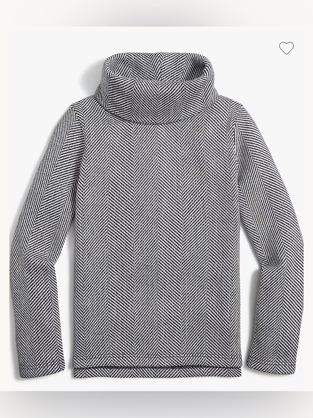 J. Crew Long-Sleeve Funnel Neck Pullover Huge Herringbone Ivory Size XL H1549